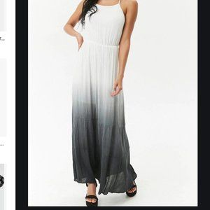 Crinkled Ombre Lace-Up Maxi Dress